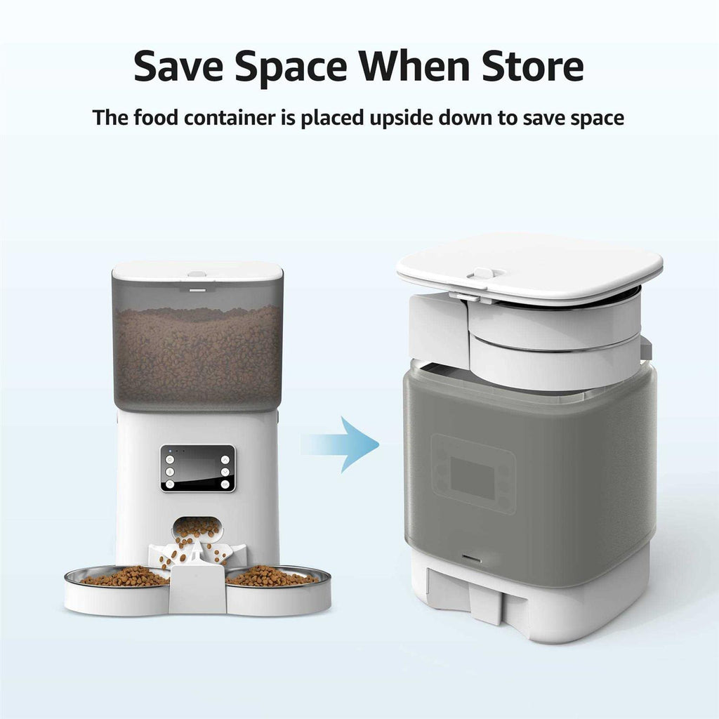 Automatic Food Dispenser with Stainless Bowls Cat & Dog Feeder Y297265