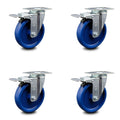 5 inch Solid Polyurethane Swivel Top Plate Caster Set with Total Lock Brake A8717