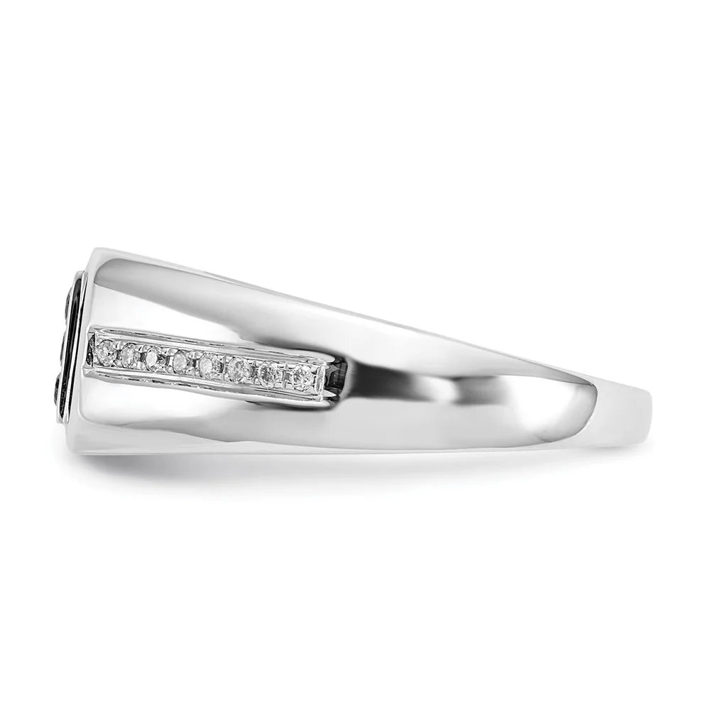 14k White Gold Black Diamond Square Men's Ring T115653
