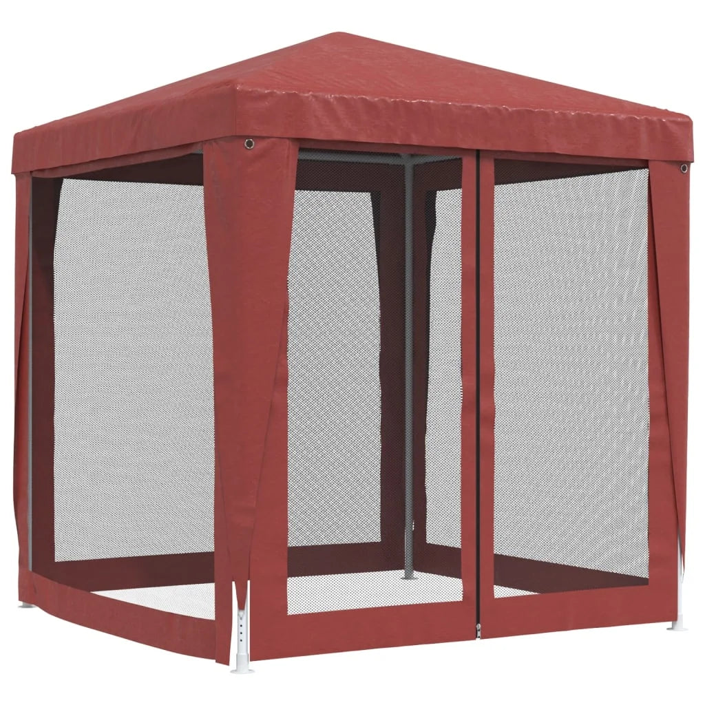Red Party Tent with 4 Mesh Sidewalls 6.6'x6.6' HDPE F456728