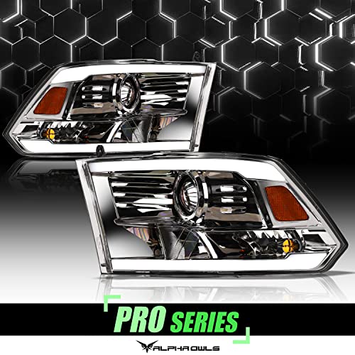 Black Amber Crystal Headlights With LED Light Bar K974