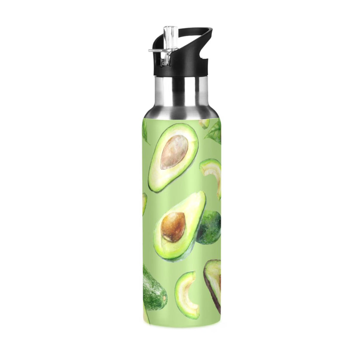 Green Avocado Fruit Stainless Steel Vacuum Insulated Water Bottle with Straw Lid 20 OZ G4950