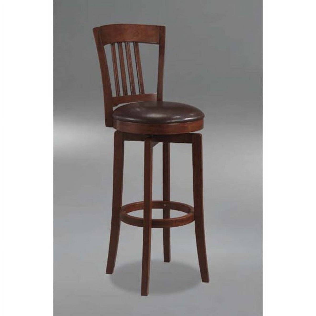 Brown Vinyl Seat Wood Bar Height Swivel Stool S34217