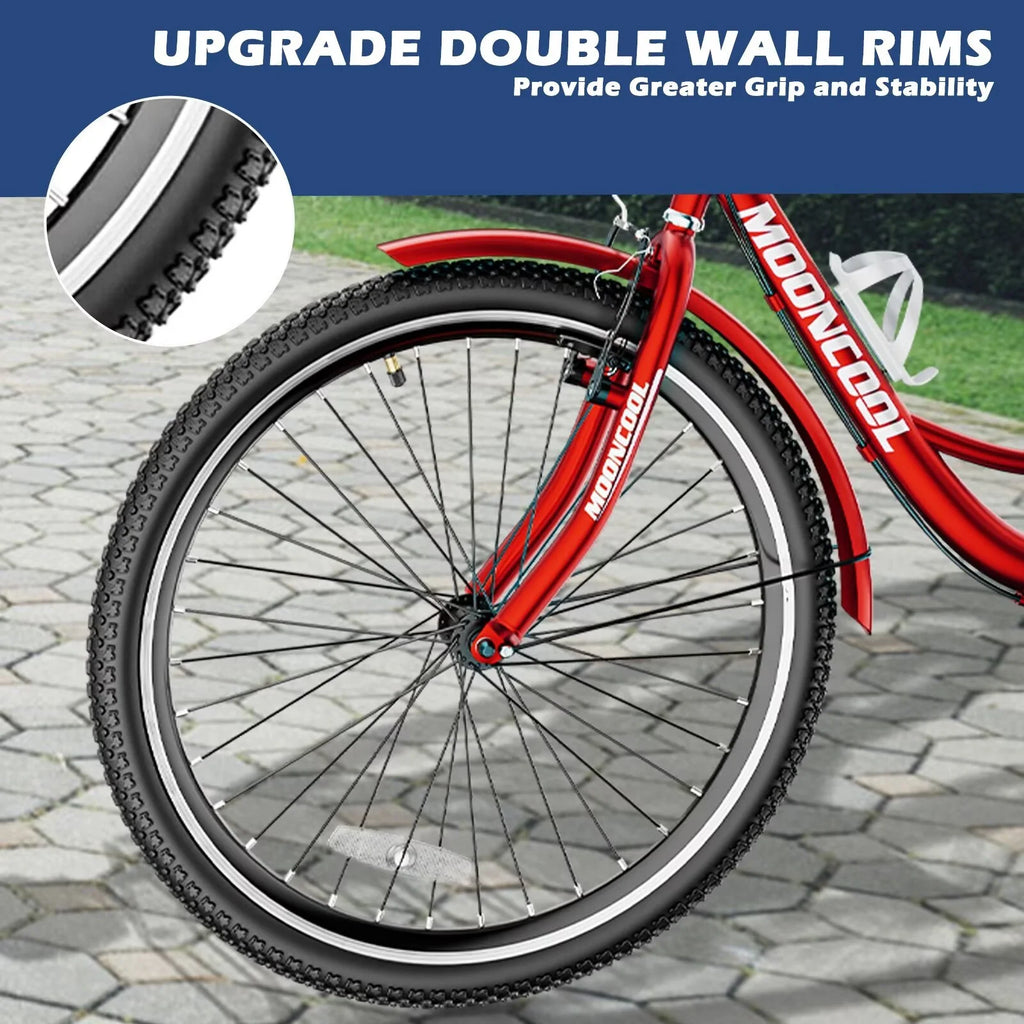 Adult Tricycles 3 Wheel 7 Speed 26 inch Tire Cruiser Bike with Low Step Through Frame and Big Basket G5436