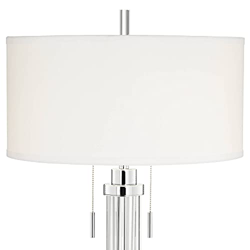 30" Tall Glass Column End Table Lamps Set of 2 J99350