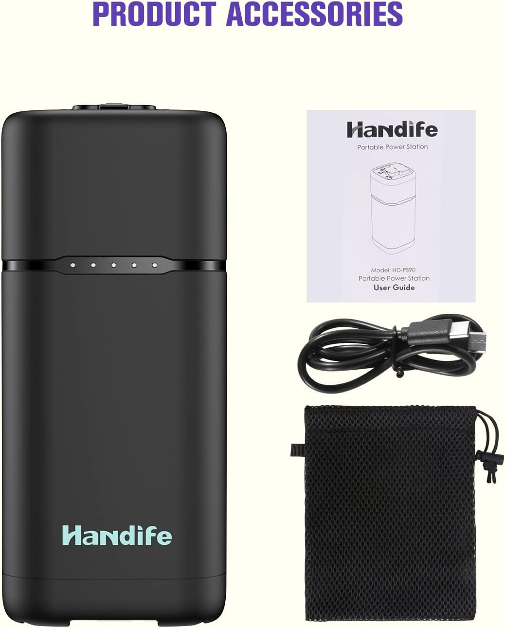 Portable Power Station 20000mAh 110V/90W Portable Laptop Charger AC Outlet USB PD 30W/QC 3.0 N26901