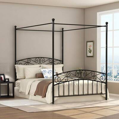 Queen Black Canopy Bed O58370