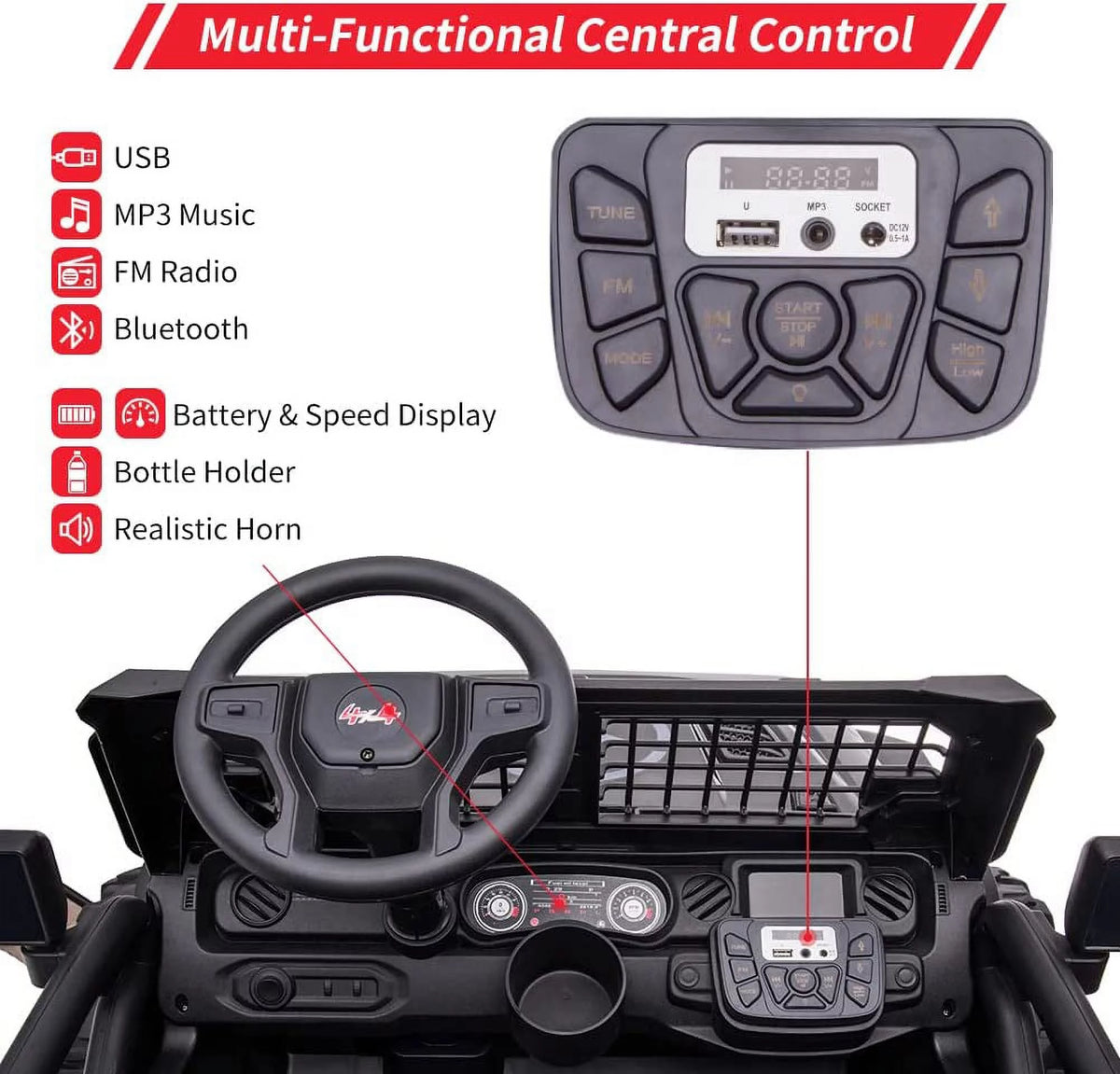 24V Kids Ride on Car with Remote Control 2 Seats LED Light Truck G210