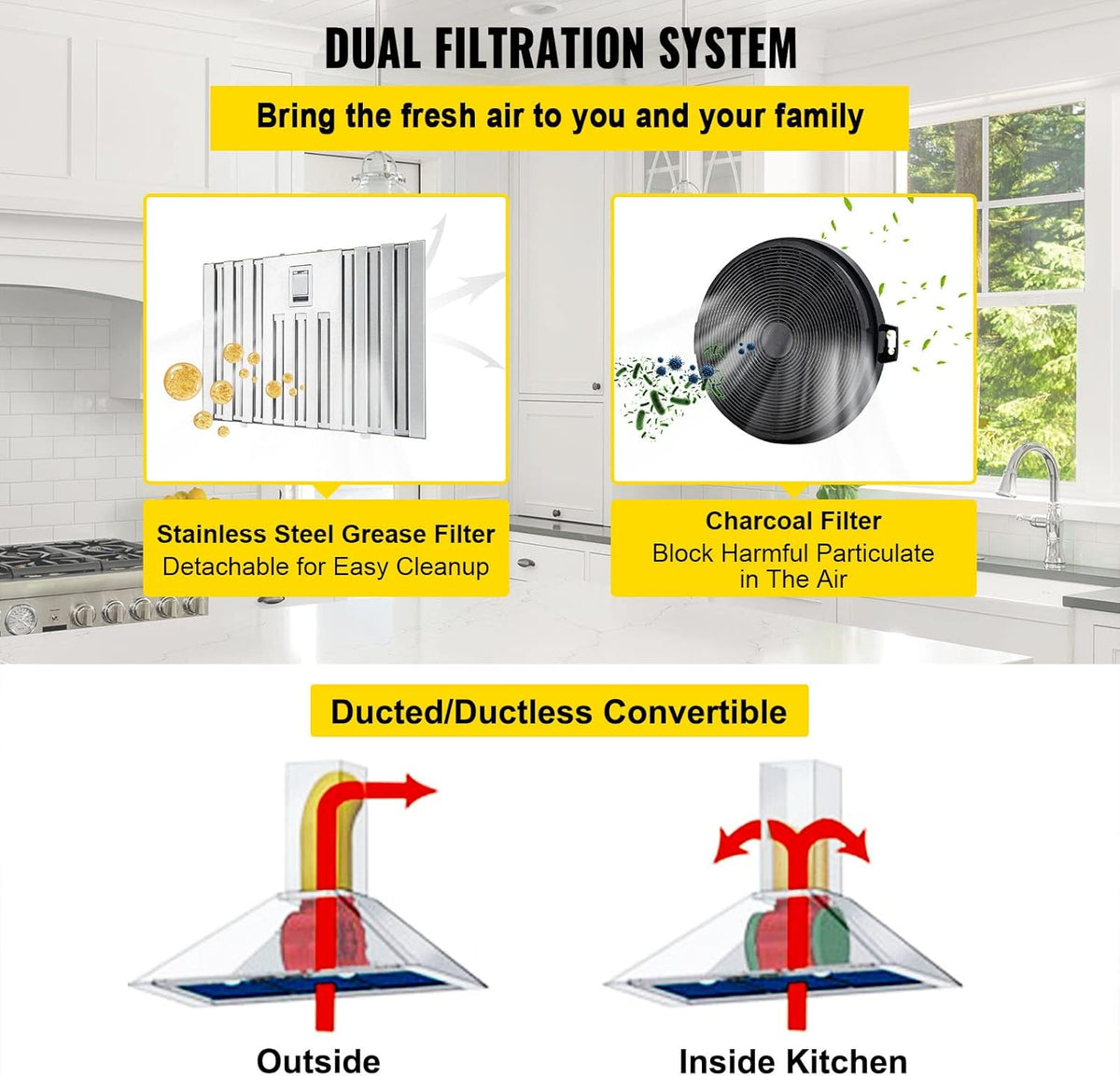 36 Inch Stainless Steel Built-in Range Hood with Remote Control Q477509