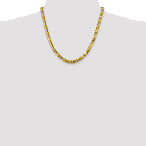 14kt Yellow Gold 6.25mm Solid Miami Cuban Chain 20 inch Lobster Clasp Q886