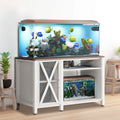 White Metal Aquarium Stand with Cabinet Q365396