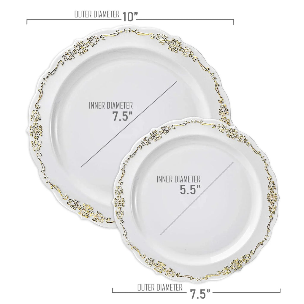 White Gold Disposable Plastic Wedding Value Set (60 Guests) F6272