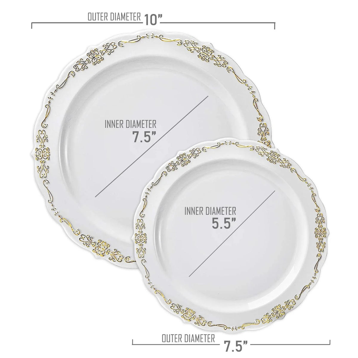 White Gold Disposable Plastic Wedding Value Set (60 Guests) F6272
