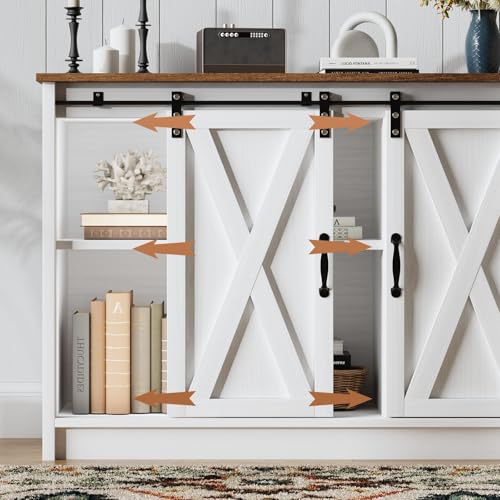 Coffee Bar Cabinet with Sliding Barn Doors, 42” Sideboard Buffet Cabinet with Storage, Espresso G745