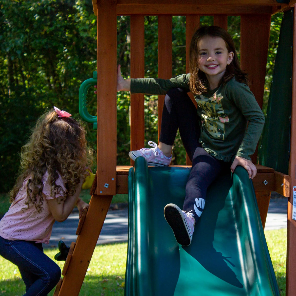 Basic Swing Set with Two Swings, Trapeze Swing, and Slide J1786