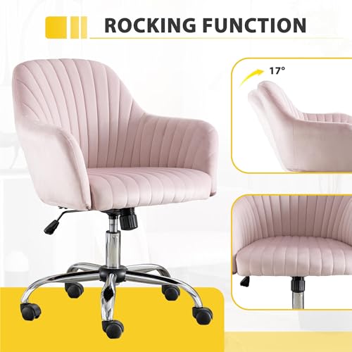 Green Velvet Swivel Rolling Vanity Desk Chair with Back and Wheels E7665