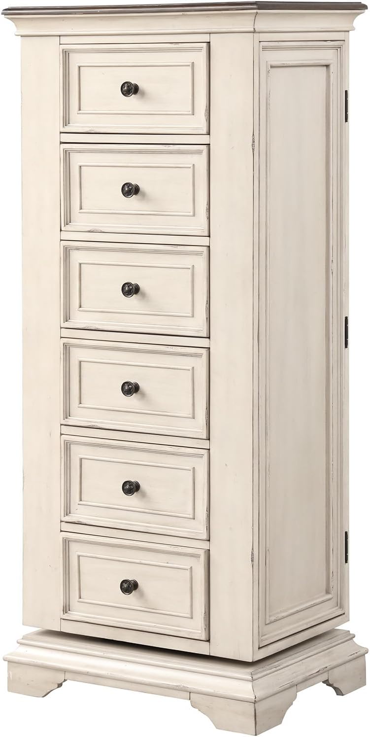 Antique White Swivel Chest with Mirror B8787