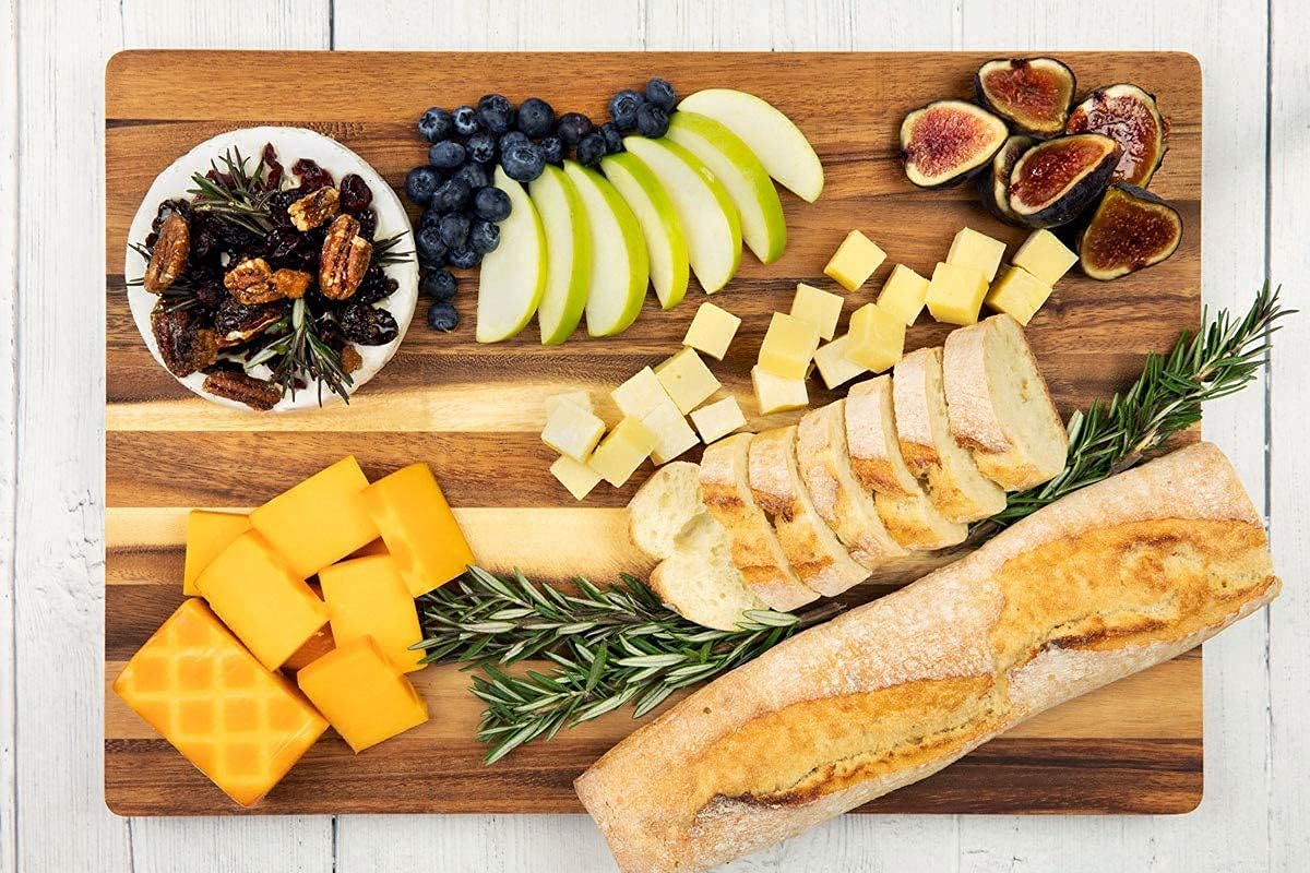 Large Wood Cutting Board, 17x12 Inch Reversible Hardwood C268460