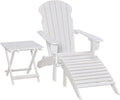 White 3-Piece Folding Adirondack Chair with Ottoman and Side Table W9892