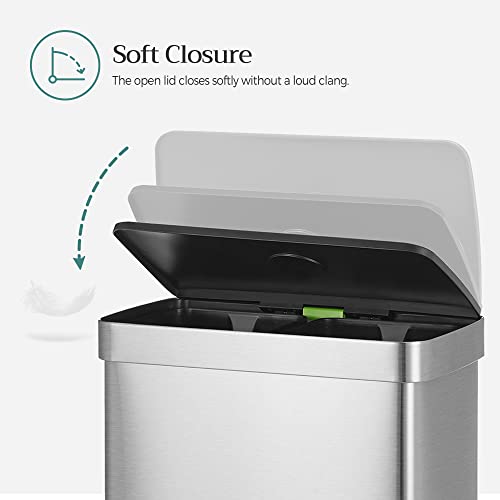 16 Gallons Dual Compartment Stainless Steel Trash Can W945568