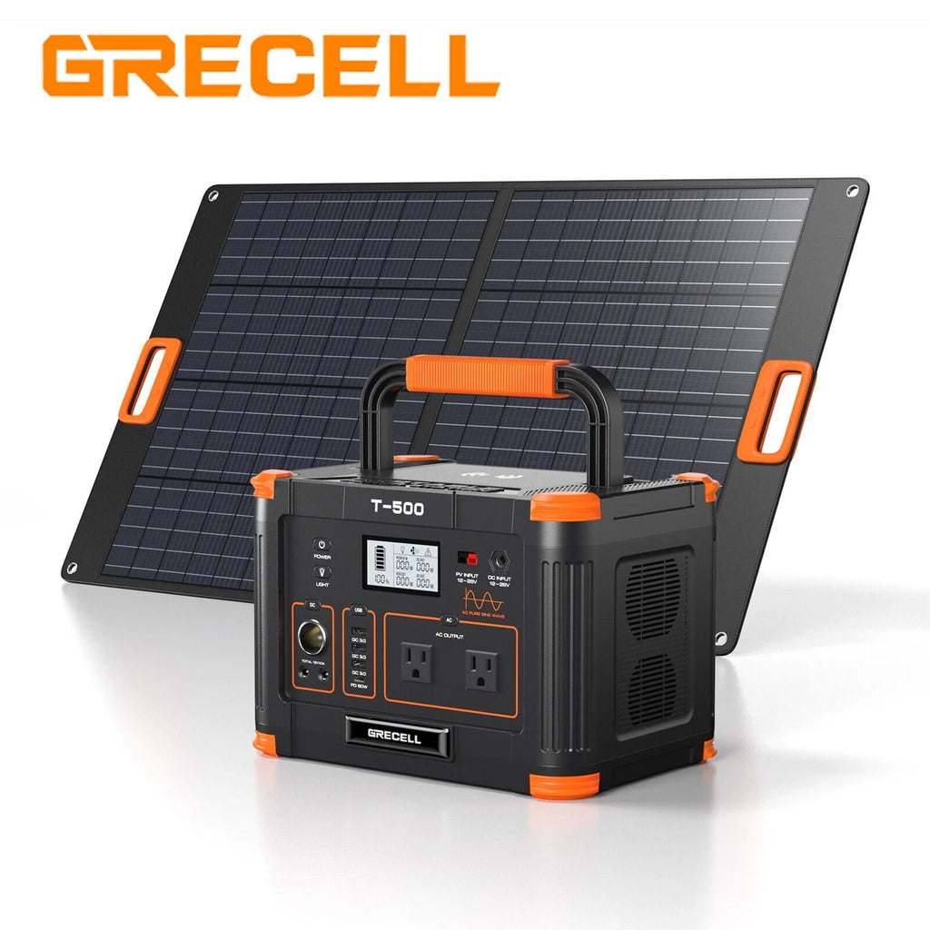500W Portable Power Station and 100W Solar Panel Charger O941