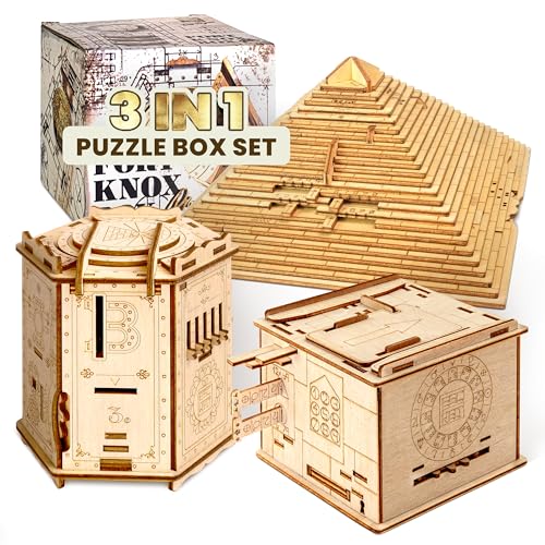 Wooden Puzzle Box with Hidden Compartment M251