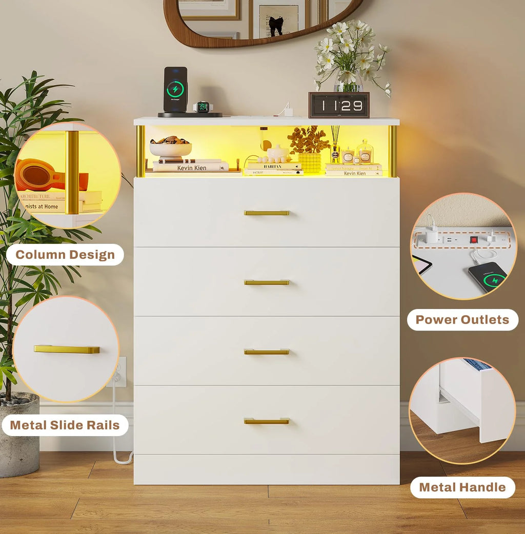 Black 6 Drawer Dresser with Charging Station F3287