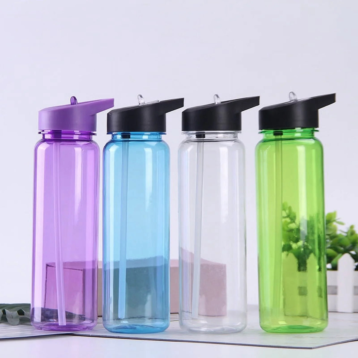 2 Pack Clear 27 oz Plastic Sports Bottle H2201