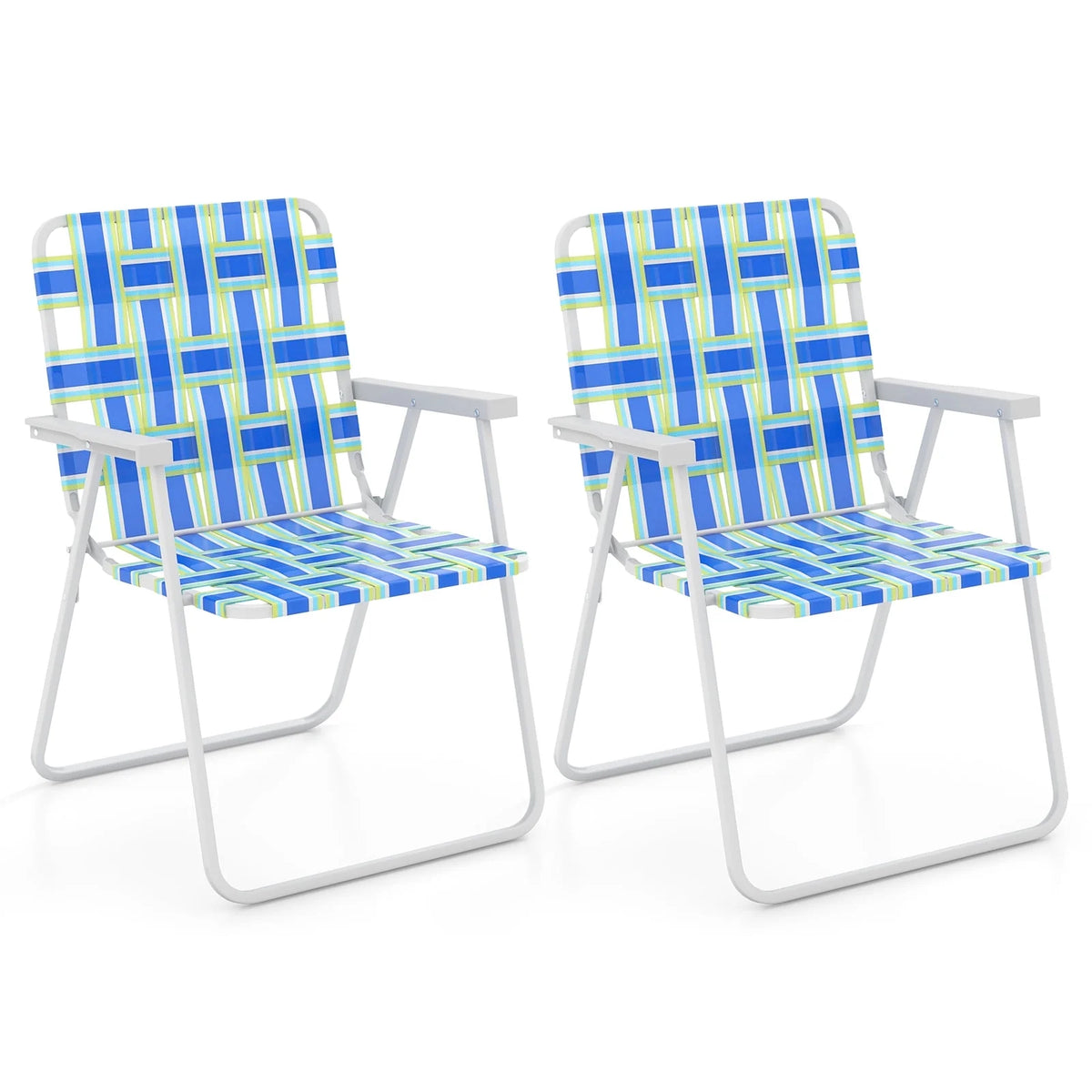 2PCS Lightweight Folding Beach Chair Blue N880581