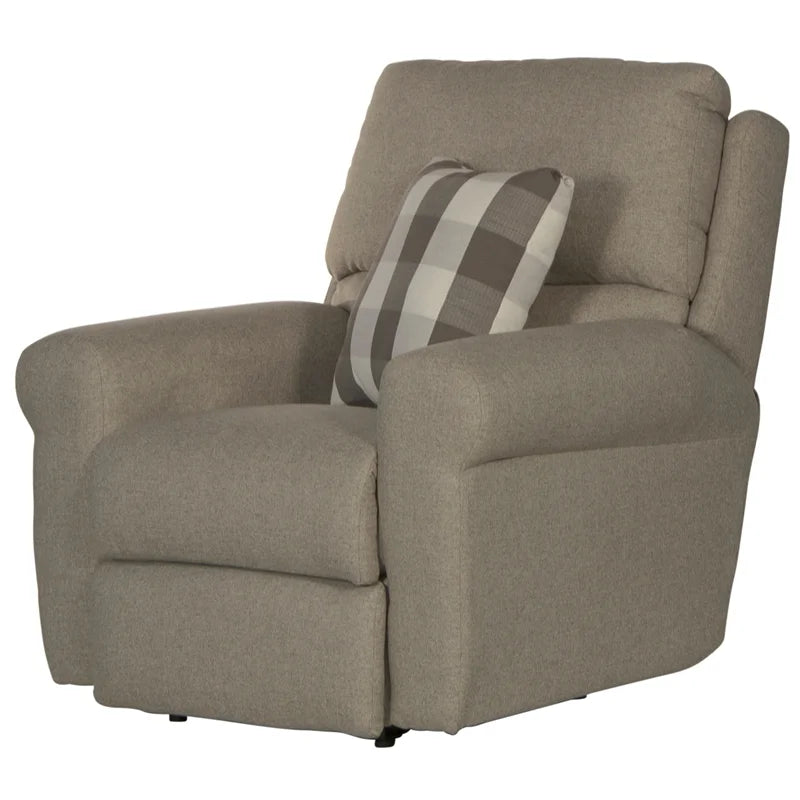Gray Polyester Fabric Glider Recliner with Accent Pillow L669809