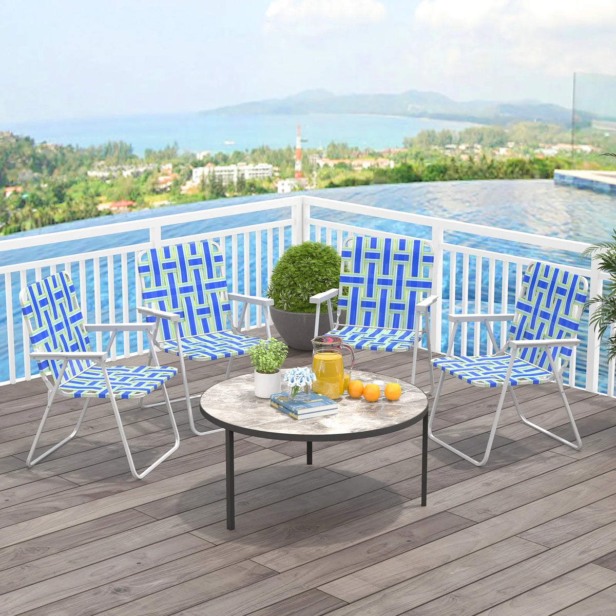 2PCS Lightweight Folding Beach Chair Blue N880581