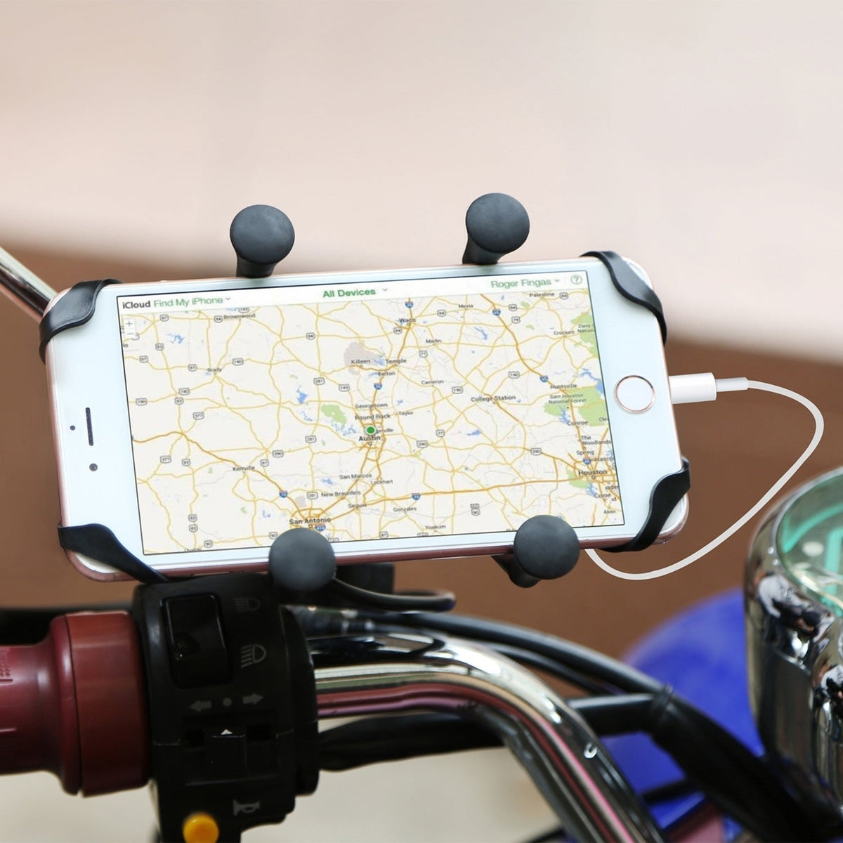 Motorcycle Handlebar Mount Holder with USB Charger Q76192