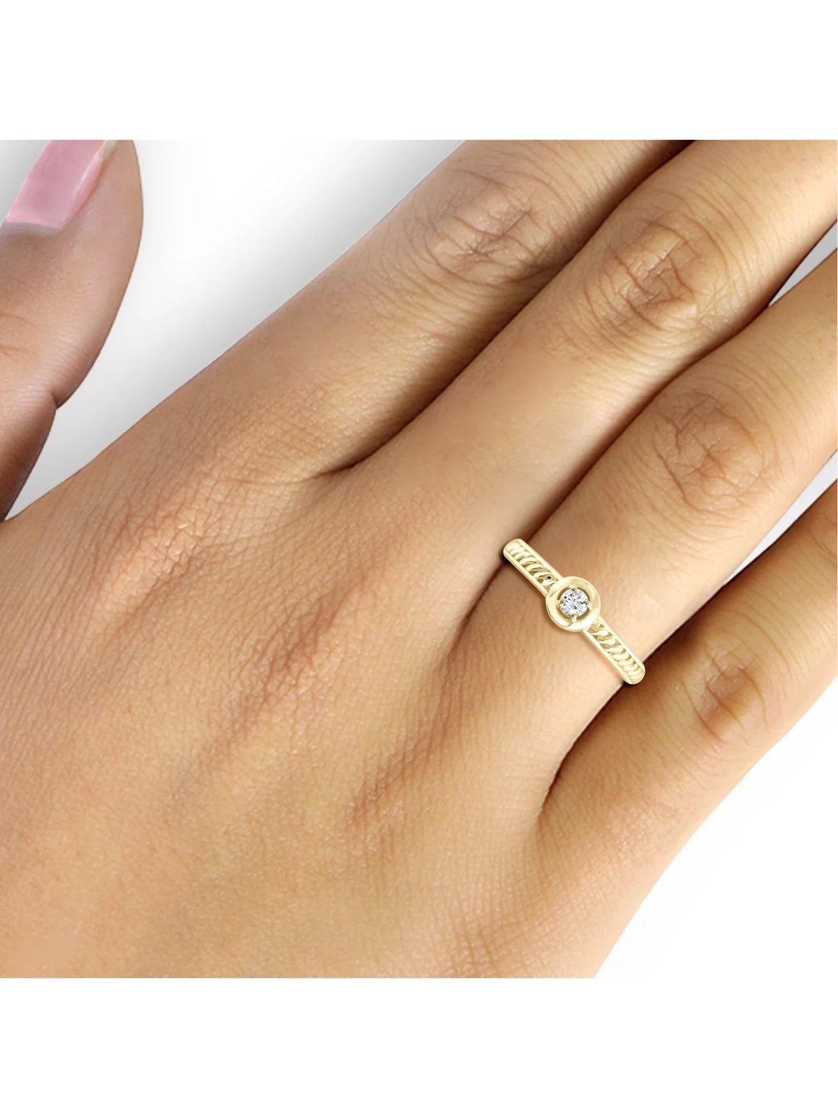 14K Gold-Plated Silver Diamond Ring B2628