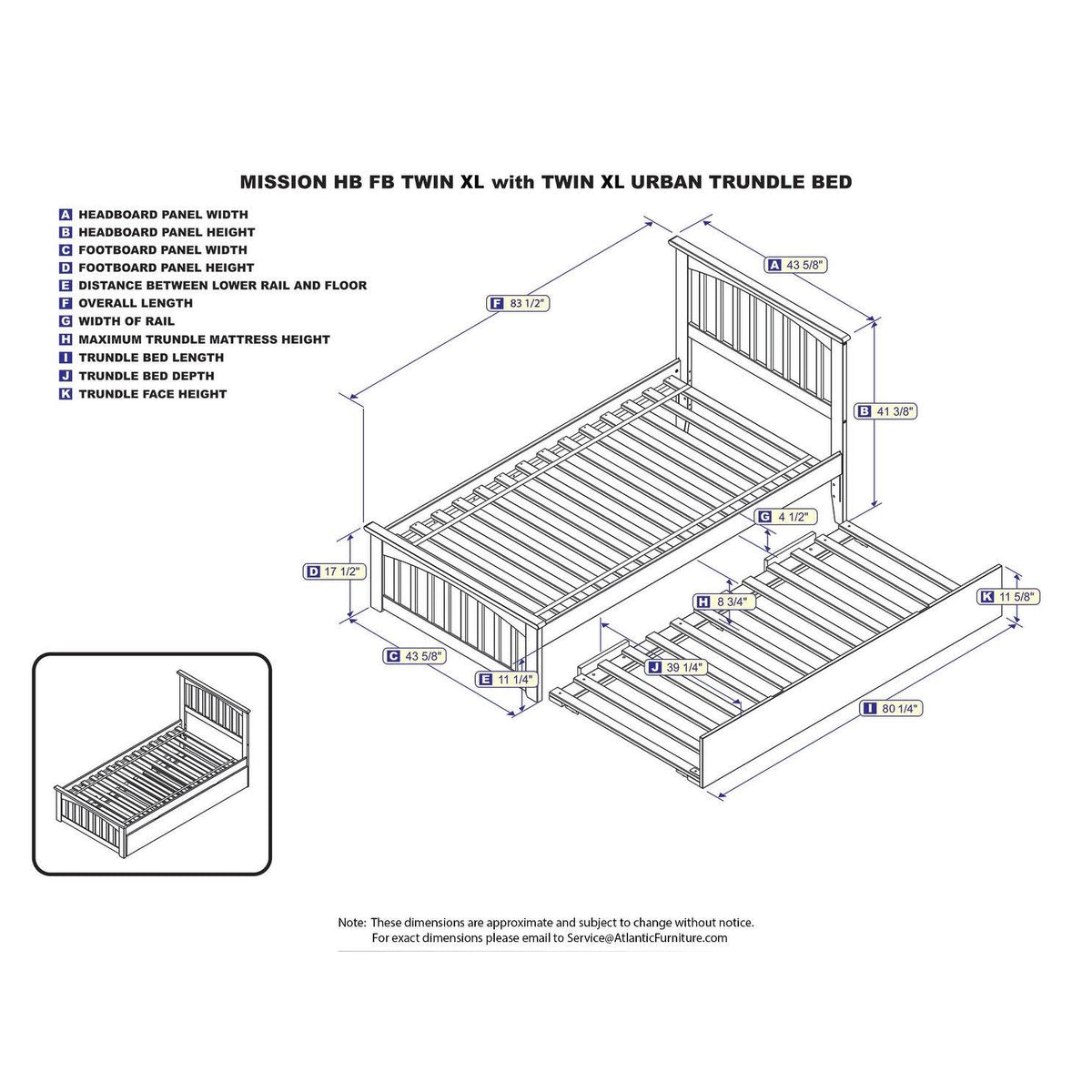 Walnut Twin Extra Long Bed with Trundle Y482300