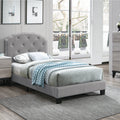 Light Gray Burlap Fabric Twin Size Upholstered Bed Frame U305