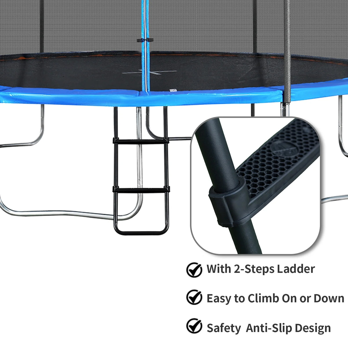14ft Trampoline with Basketball Hoop and Ladder C3455