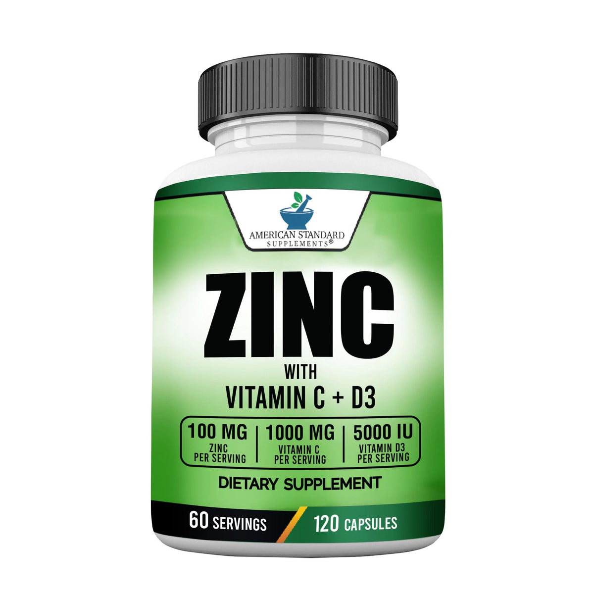 Zinc Vitamin C Vitamin D3 120 Capsules Non-GMO Gluten-Free Supplement Y4266