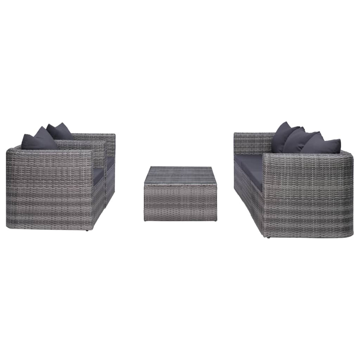 6 Piece Outdoor Sectional Sofa with Coffee Table and Cushion Set Gray Poly Rattan E31974