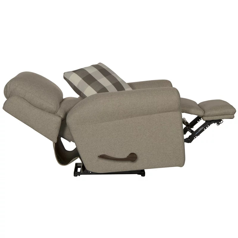 Gray Polyester Fabric Glider Recliner with Accent Pillow L669809