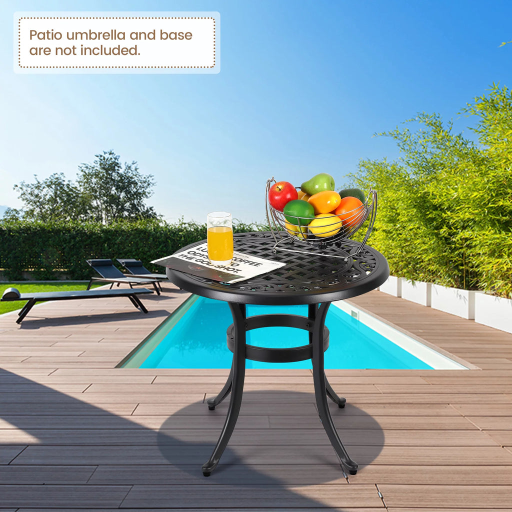 Cast Aluminum Round Bistro Table with Umbrella Hole Y244