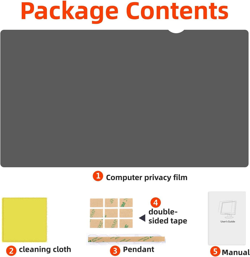 24 Inch Computer Privacy Screen Filter for 16:9 Widescreen Monitor, Transparent Black Pack of 2 Y125547