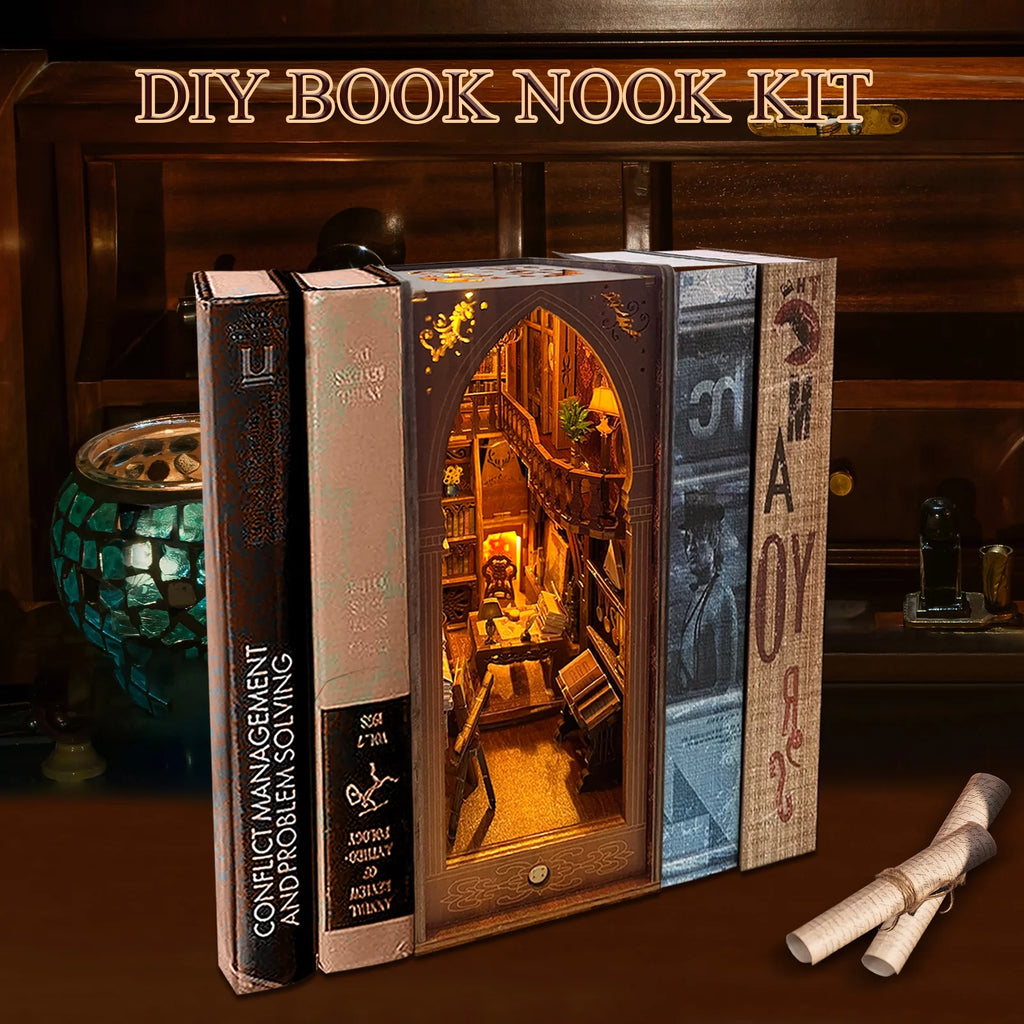Wooden 3D Miniature Book Nook Kit with LED Light X63260