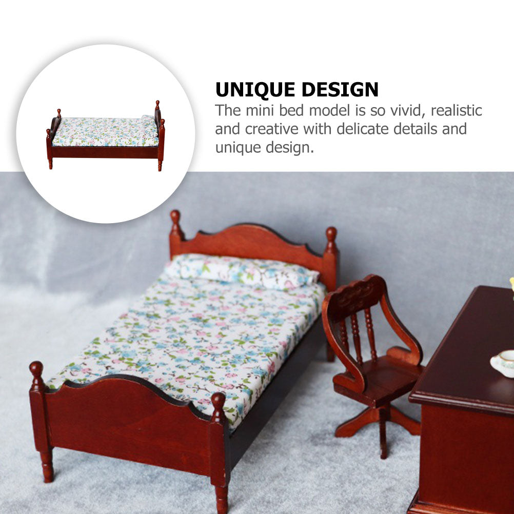 Mini Bed Doll House Bedroom Decor H531