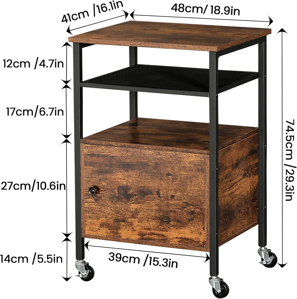 4-Tier Rolling Printer Cart with Storage Shelves E854489