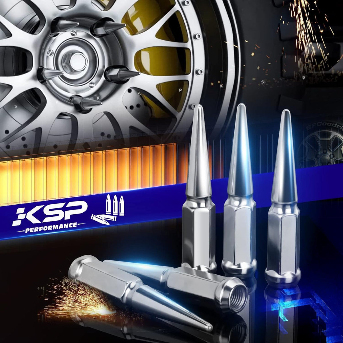 32pcs Chrome Conical Closed End Bulge Acorn Lug Nuts V18546