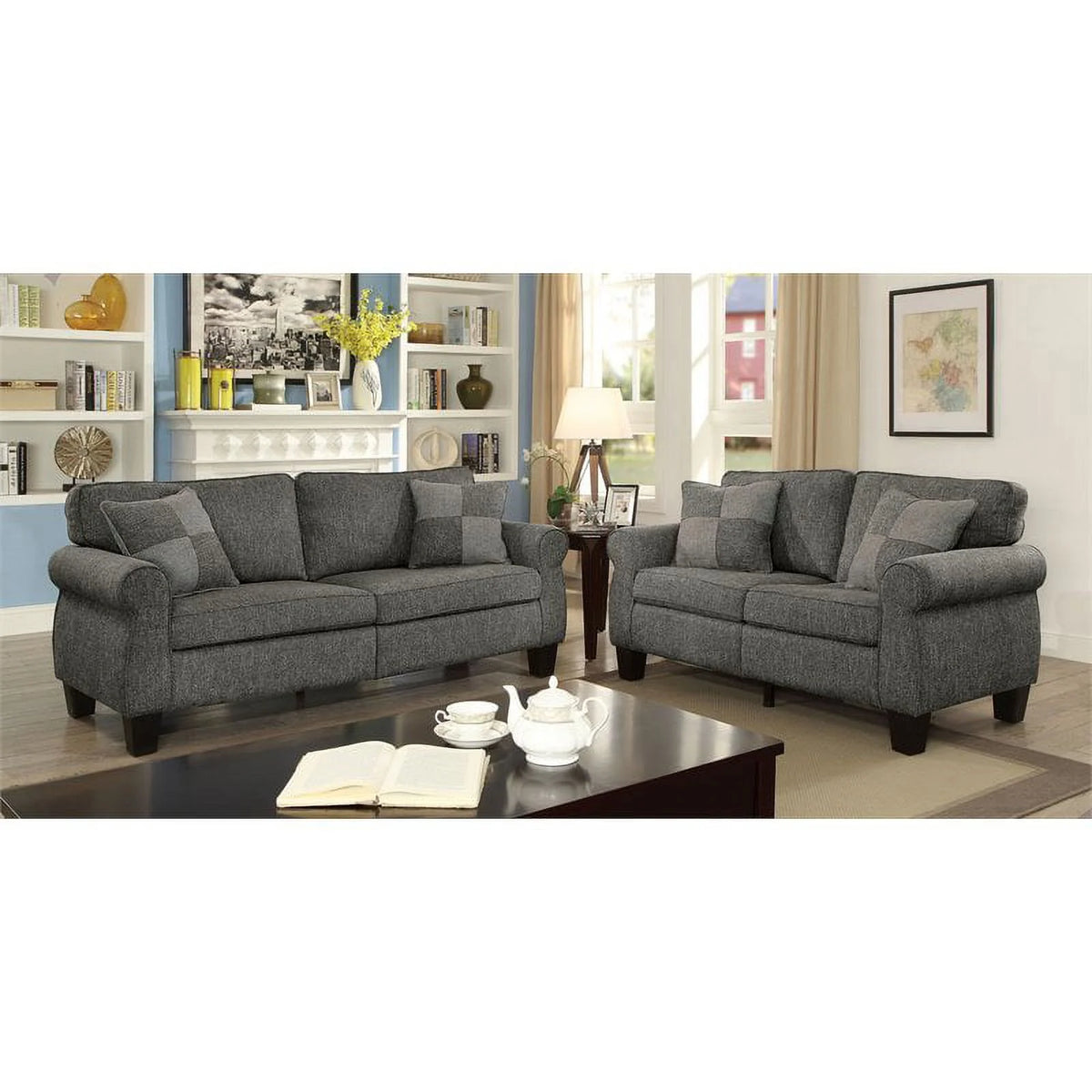 Dark Gray Fabric Sofa V58110