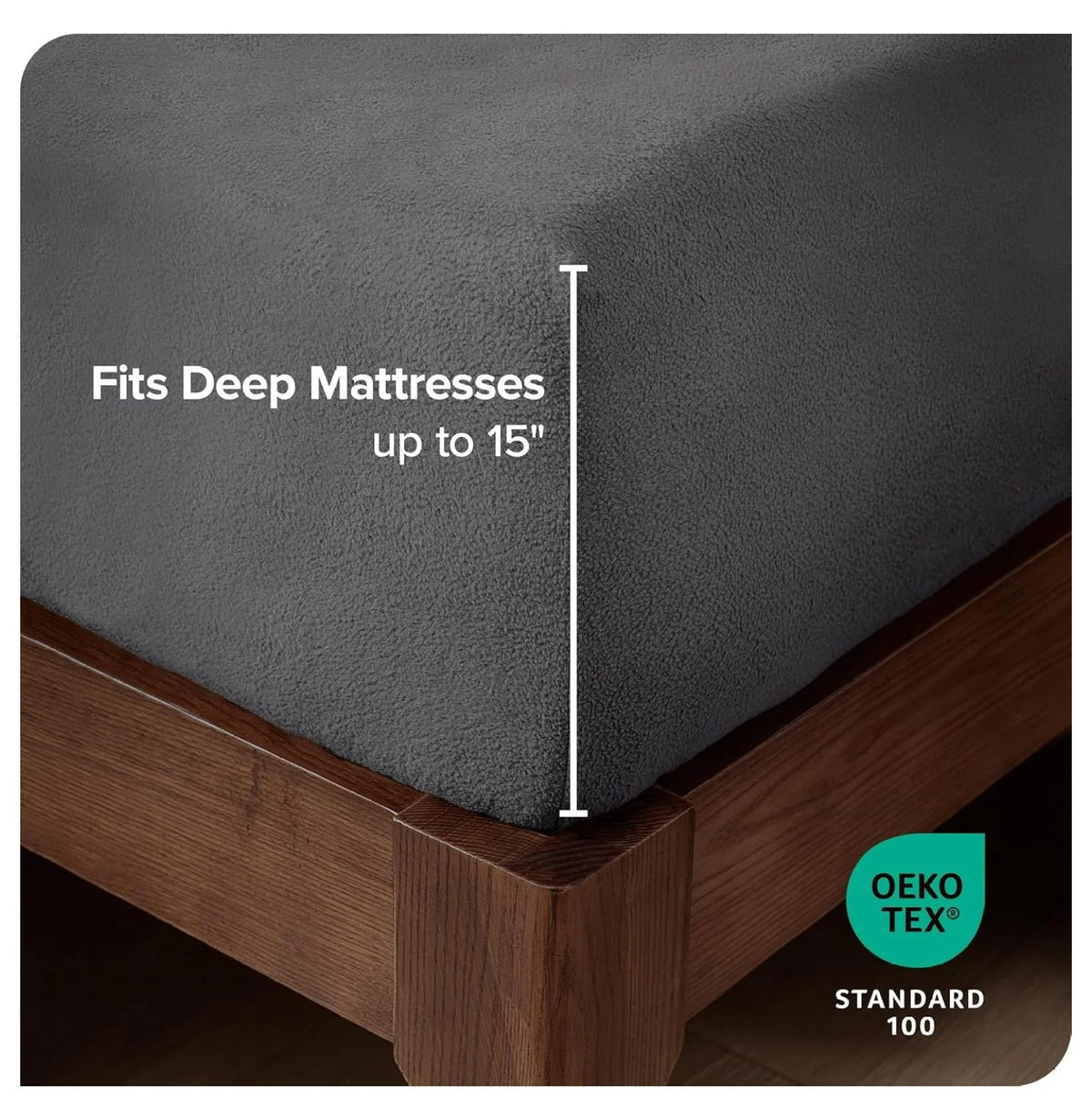 Full Size 2 Pack Fleece Fitted Sheet, Grey K608