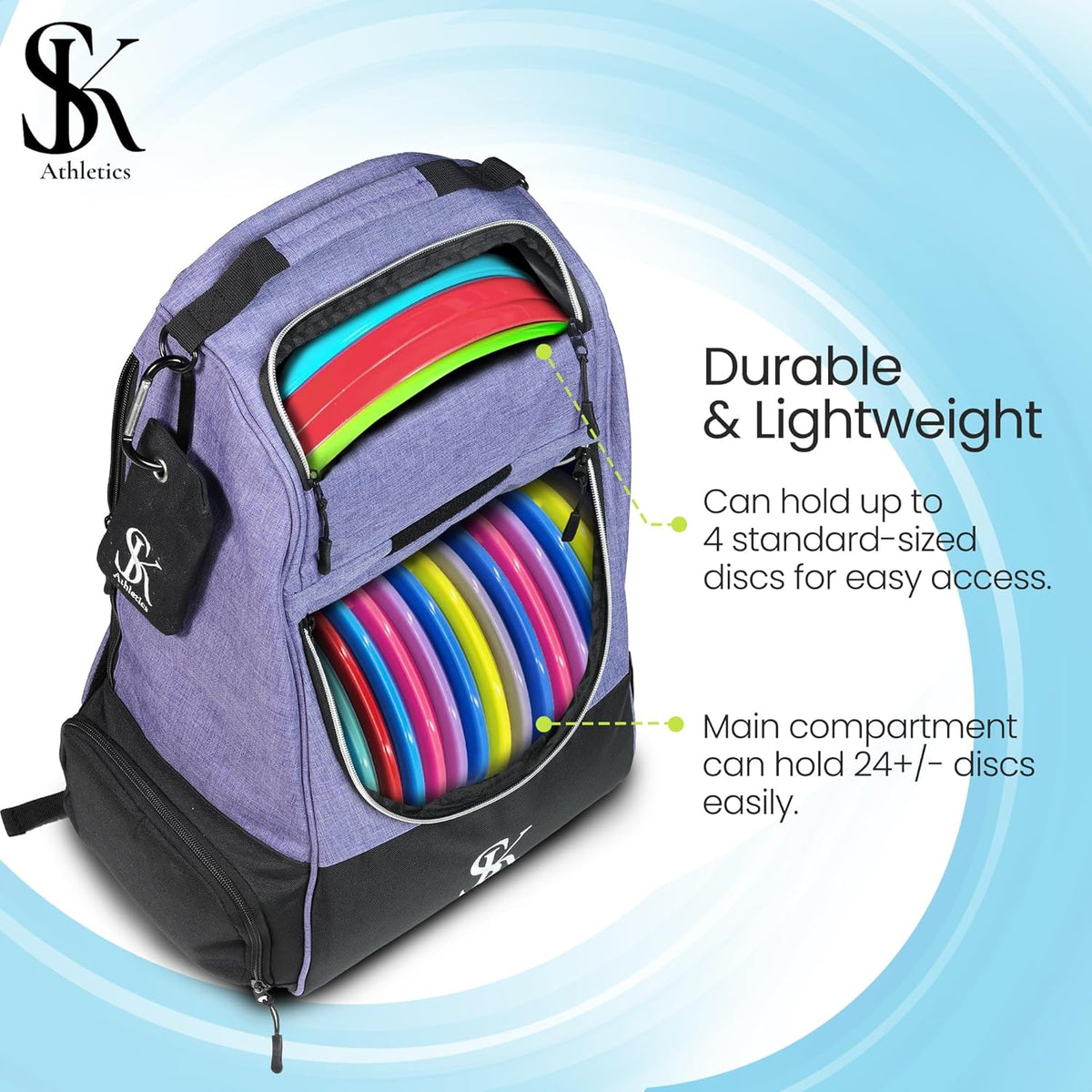 Disc Golf Backpack with Stand-Up Design and Pockets U10208