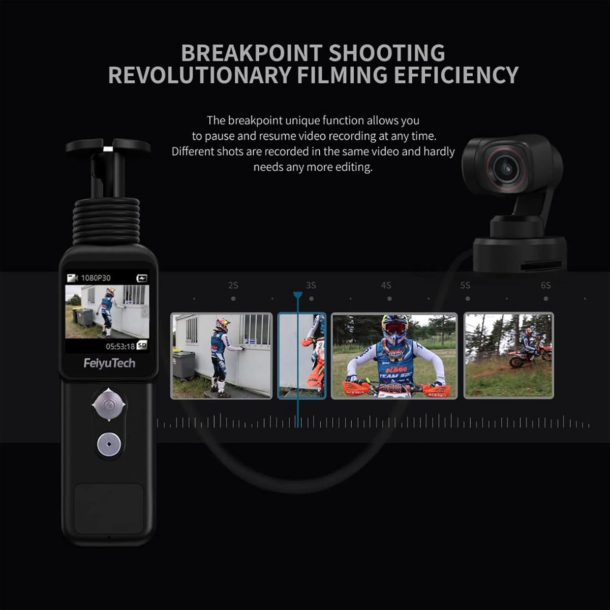 Wearable Action Camera 3-axis Stabilizer Gimbal 4K Video 130° Wide Angle J573