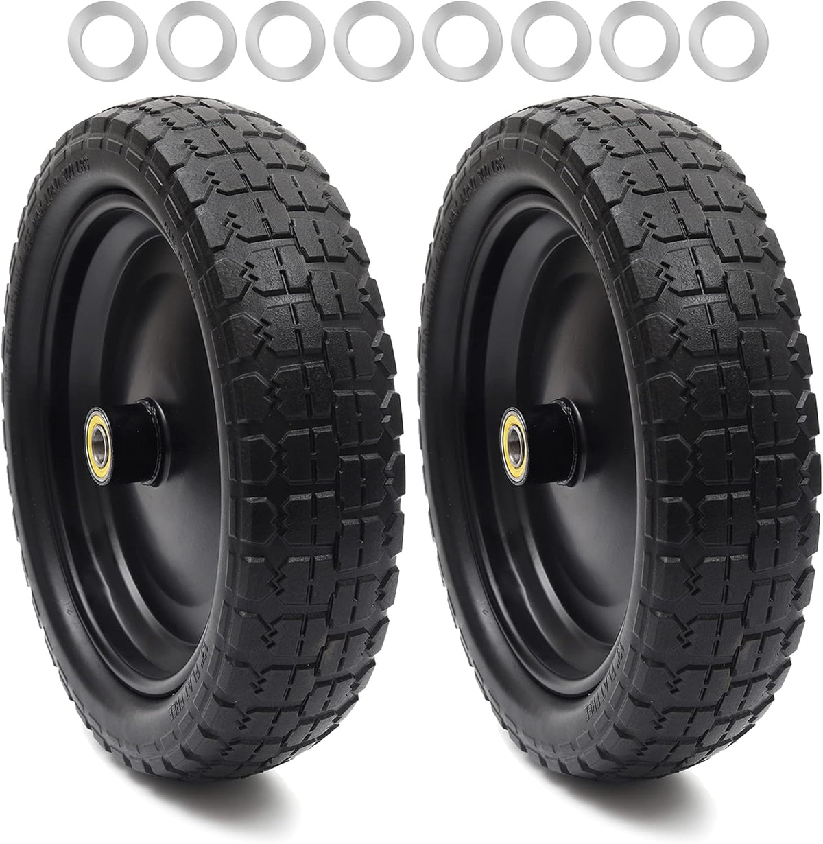 13'' Solid Polyurethane Flat-Free Tire and Wheel Assemblies 2-Pack L2812
